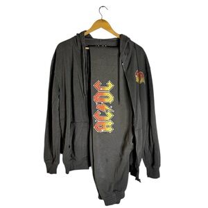 AC/DC Hybrid & Company Dark Gray Hoodie & Pant Set Oversized, Small